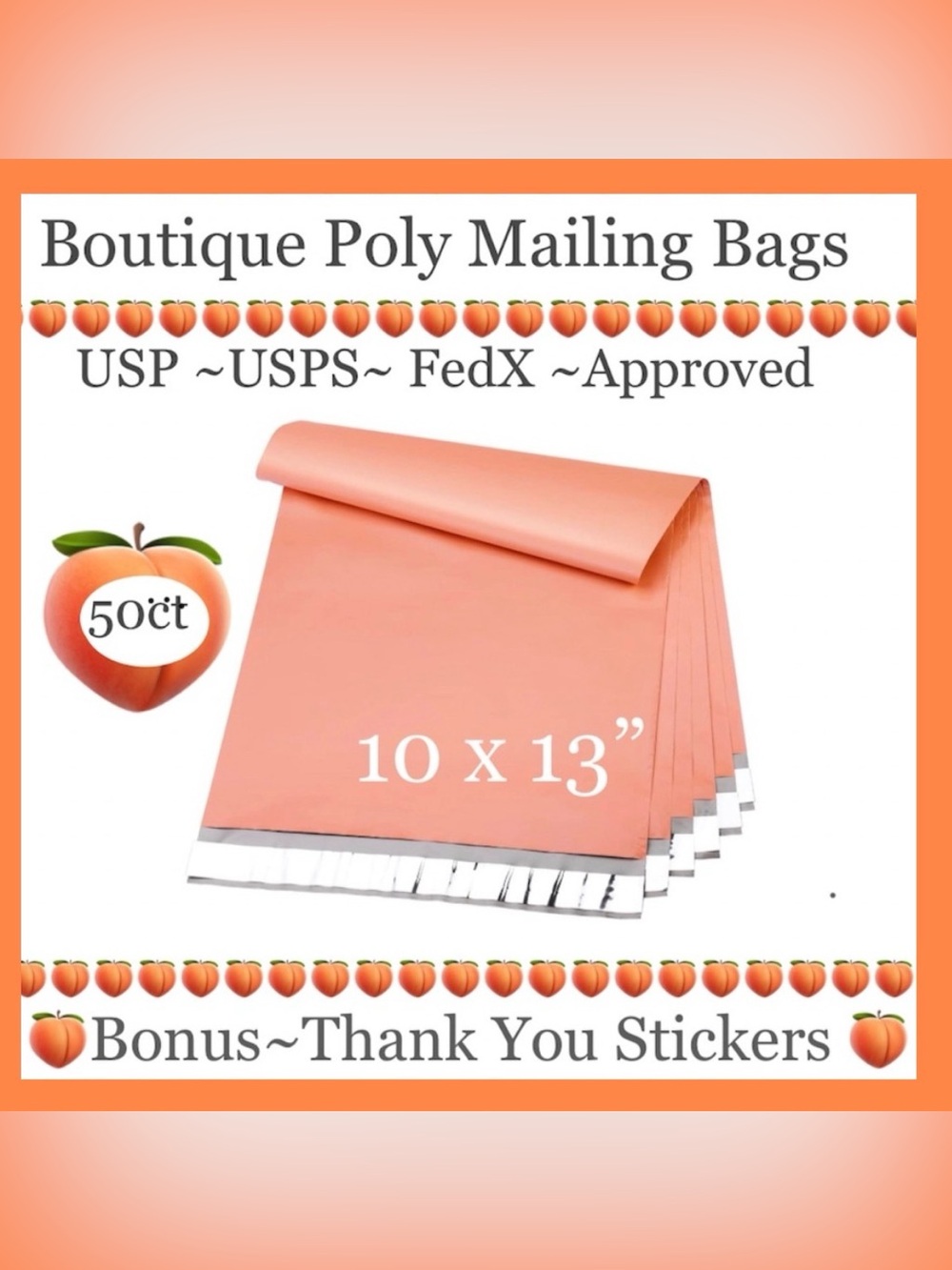 50ct 10x13’ Designer PolyMailers ~BONUS ⭐️ 50ct Free Thank You Stickers 🍑🆕🍑